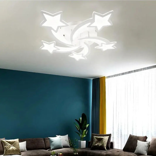 LED -csillár az Ipomoea 69W távirányítóval, 5 csillag, hideg/forró/semleges fény, instabil, fehér