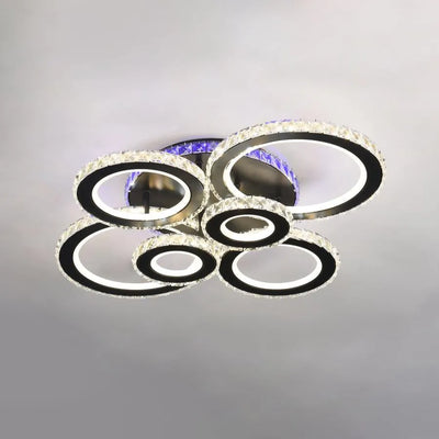 LED -csillár távirányítóval és Crystal Zafina RGB 238W, 6 kör, hideg/forró/semleges fény, instabil, fekete