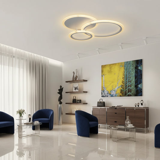 LED csillár távirányítóval LUCY 45W, 3 kör, hideg/meleg/semleges fény, szabályozható, fehér