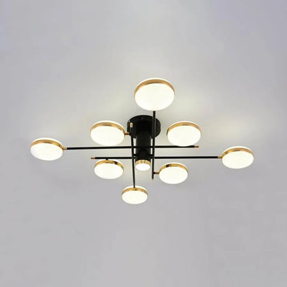 LED csillár távirányítóval és kristály MISEL 154W, 9 elem, hideg/meleg/semleges fény, szabályozható, fekete arany