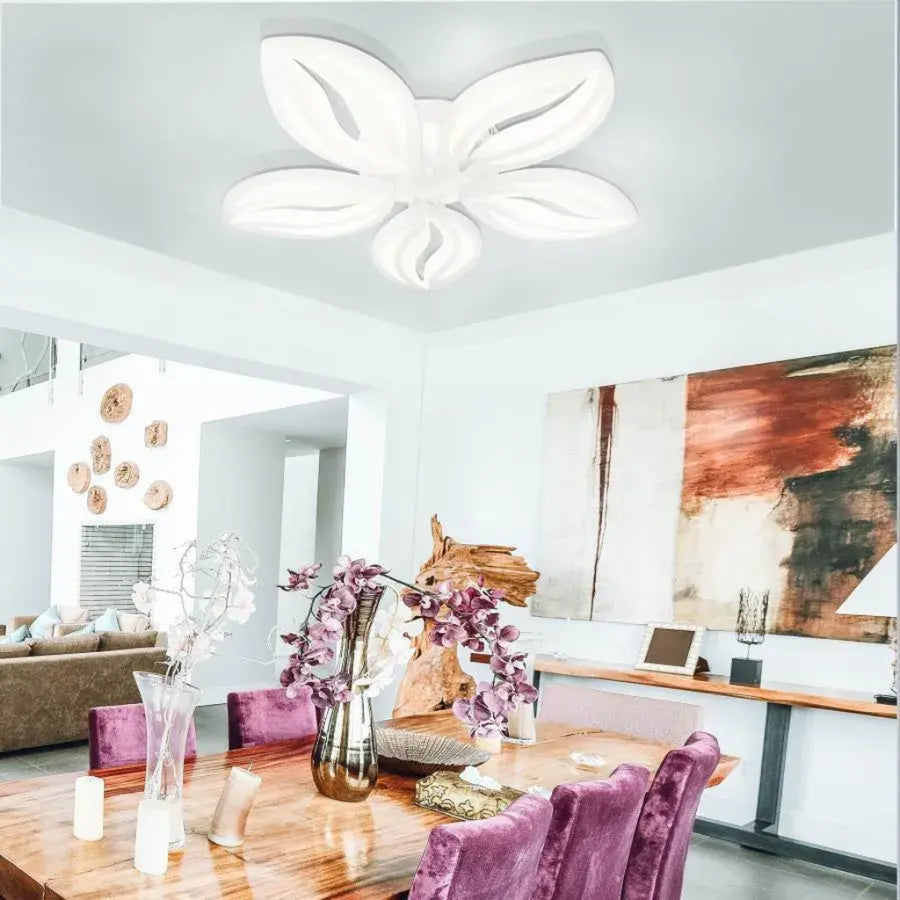 LED -csillár orchidea távirányítóval, 65W, 5 szirom, hideg/forró/semleges fény, instabil, fehér