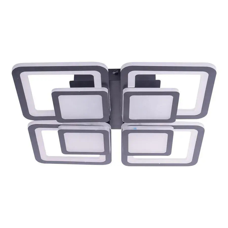 LED -csillár szezám távirányítóval 77W, 4 négyzet, hideg/forró/semleges fény, instabil, fekete