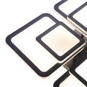 LED -csillár szezám távirányítóval 77W, 4 négyzet, hideg/forró/semleges fény, instabil, fekete