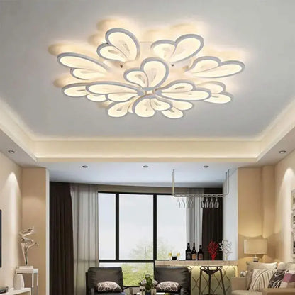 LED csillár távirányítóval BLOSSOM 146W, 12 szirom, hideg/meleg/semleges fény 3000k/4000k/6000k, szabályozható, fehér