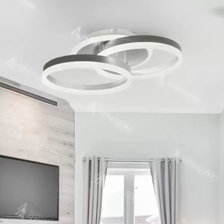 LED -csillár Lyra 120W távirányítóval, 2 kör, hideg/forró/semleges fény, instabil, fényes króm