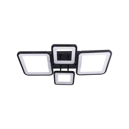 LED -csillár távirányítóval Ella 85W, 4 négyzet, hideg/forró/semleges fény, instabil, fekete