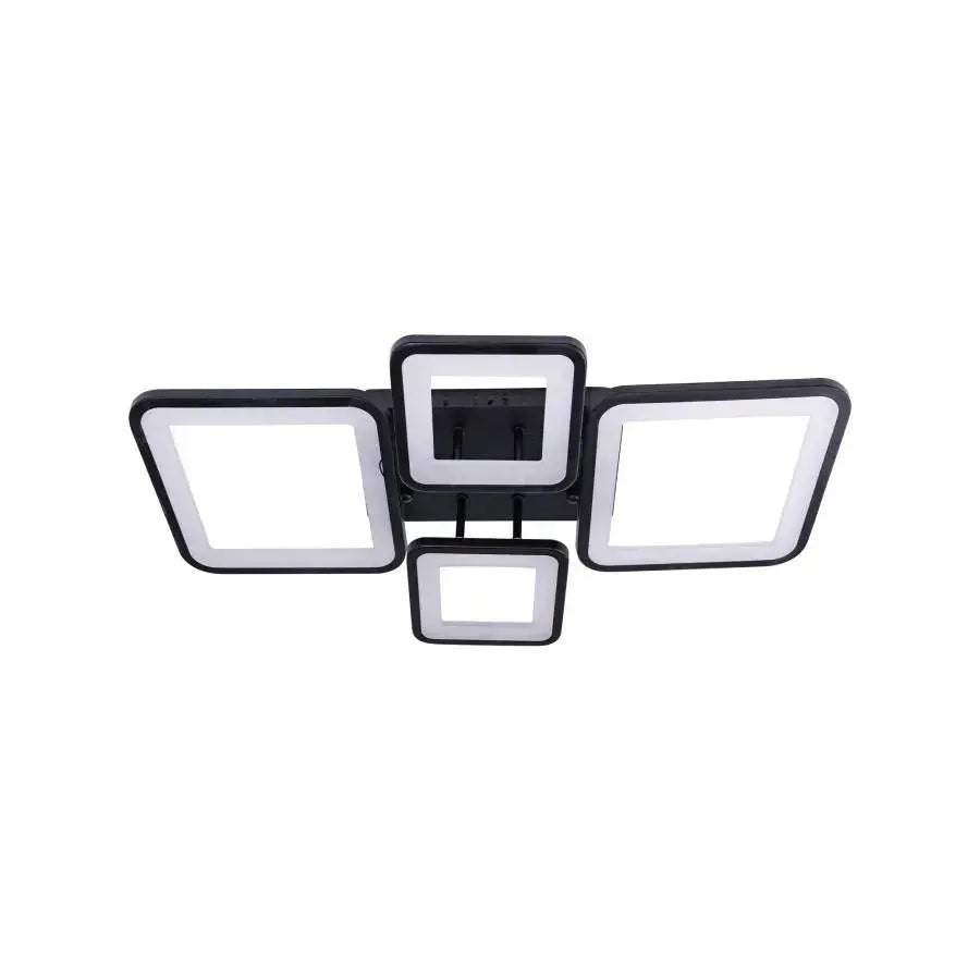 LED -csillár távirányítóval Ella 85W, 4 négyzet, hideg/forró/semleges fény, instabil, fekete