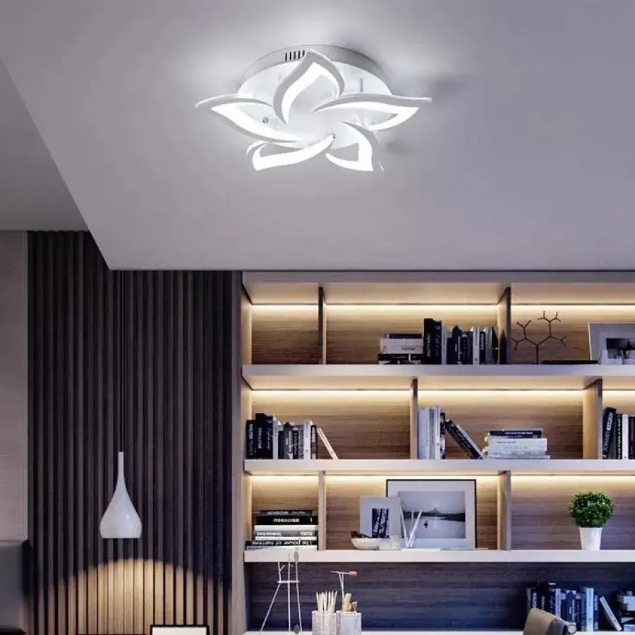 LED -csillár Lotus 74W távirányítóval, 5 szirm, hideg/forró/semleges fény, instabil, fehér