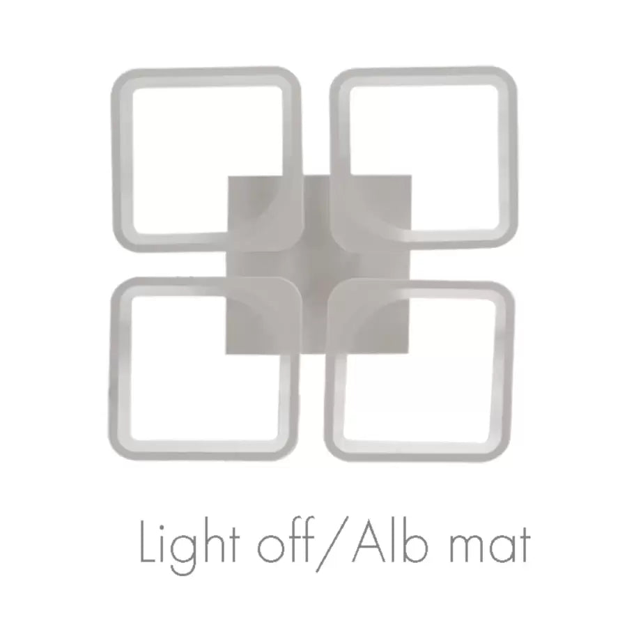 LED -csillár Zoe 52W távirányítóval, 4 négyzet, hideg/forró/semleges fény, átkozott, fehér