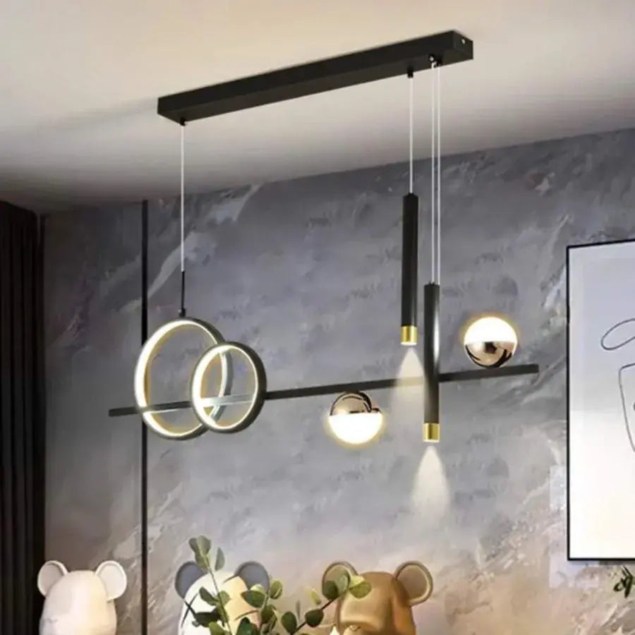 LED -csillár felfüggesztette a 46W -os Damara távirányítót, hideg/forró/semleges fényt, instabil, fekete, állítható magasság