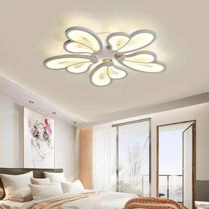 LED -csillár Virág távirányítóval, 60W, 5 szirom, hideg/forró/semleges fény, instabil, fehér