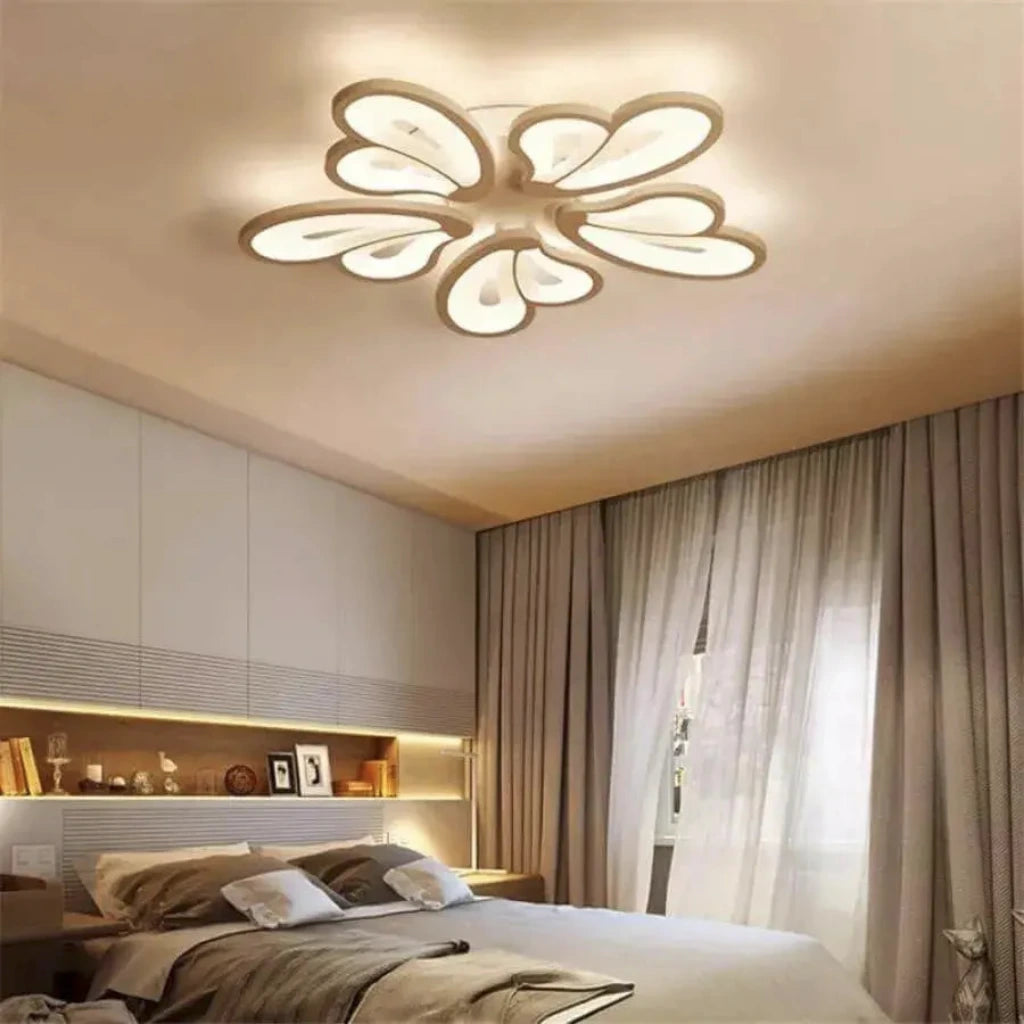 LED -csillár Virág távirányítóval, 60W, 5 szirom, hideg/forró/semleges fény, instabil, fehér