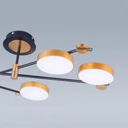Lustra LED cu telecomanda GRUPCES 110W, 6 Elemente, lumina Rece/Calda/Neutra, Dimabila, Auriu Negru