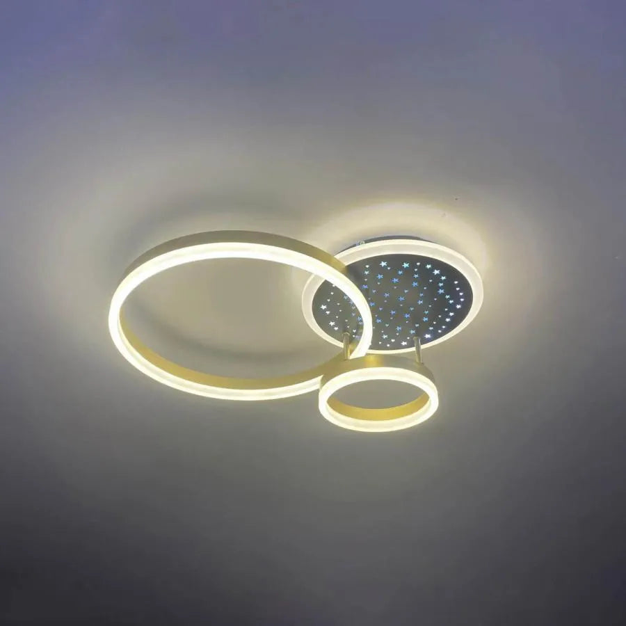 LED -vágy Hateya 136W távirányítóval, 2 kör, hideg/forró/semleges fény, instabil, aranyfehér
