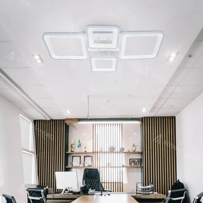 LED -vágy távirányítóval, Ella, 4 négyzet, 85W, hideg/forró/semleges fény, instabil, fehér