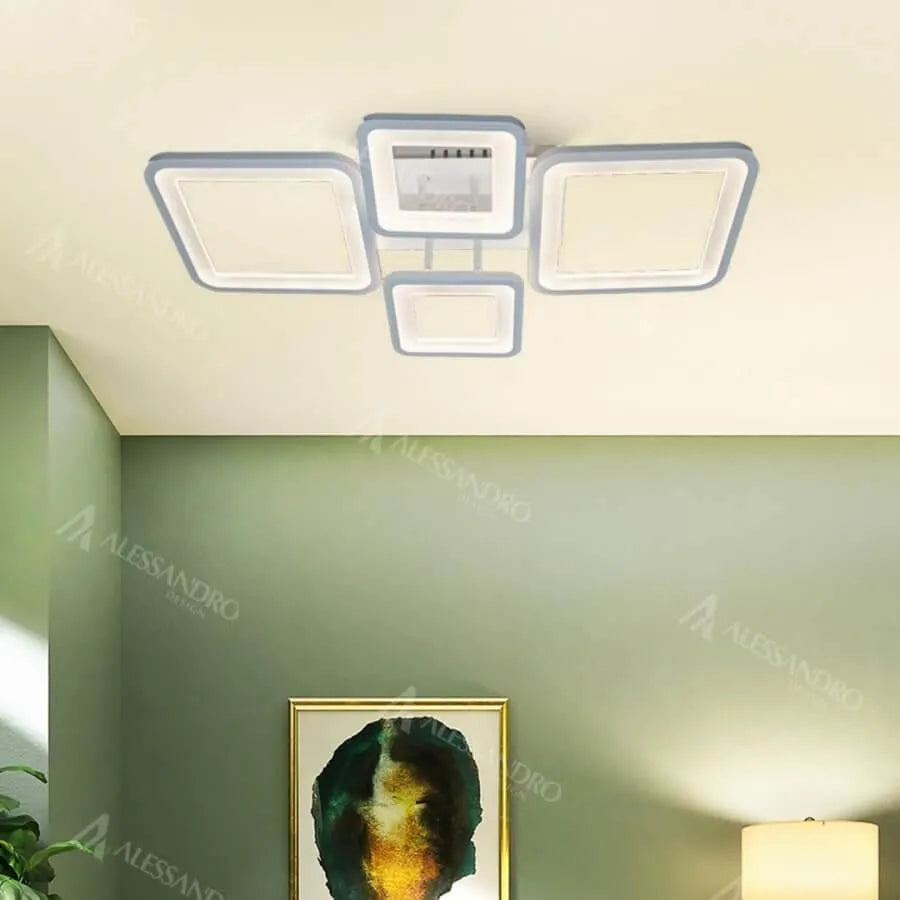 LED -vágy távirányítóval, Ella, 4 négyzet, 85W, hideg/forró/semleges fény, instabil, fehér
