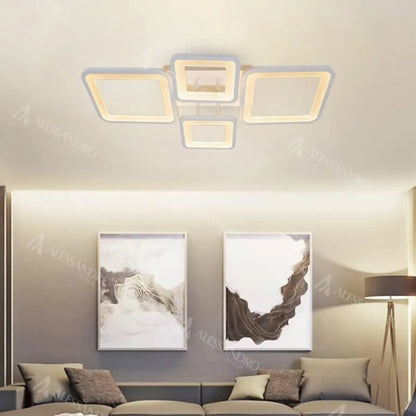 LED -vágy távirányítóval, Ella, 4 négyzet, 85W, hideg/forró/semleges fény, instabil, fehér