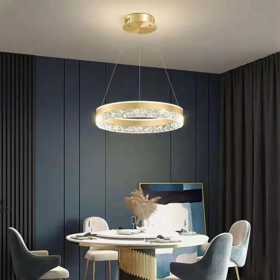 LED -csillárot felfüggesztett 124W márkájú távirányítóval, hideg/forró/semleges fény, under, arany, állítható magasság