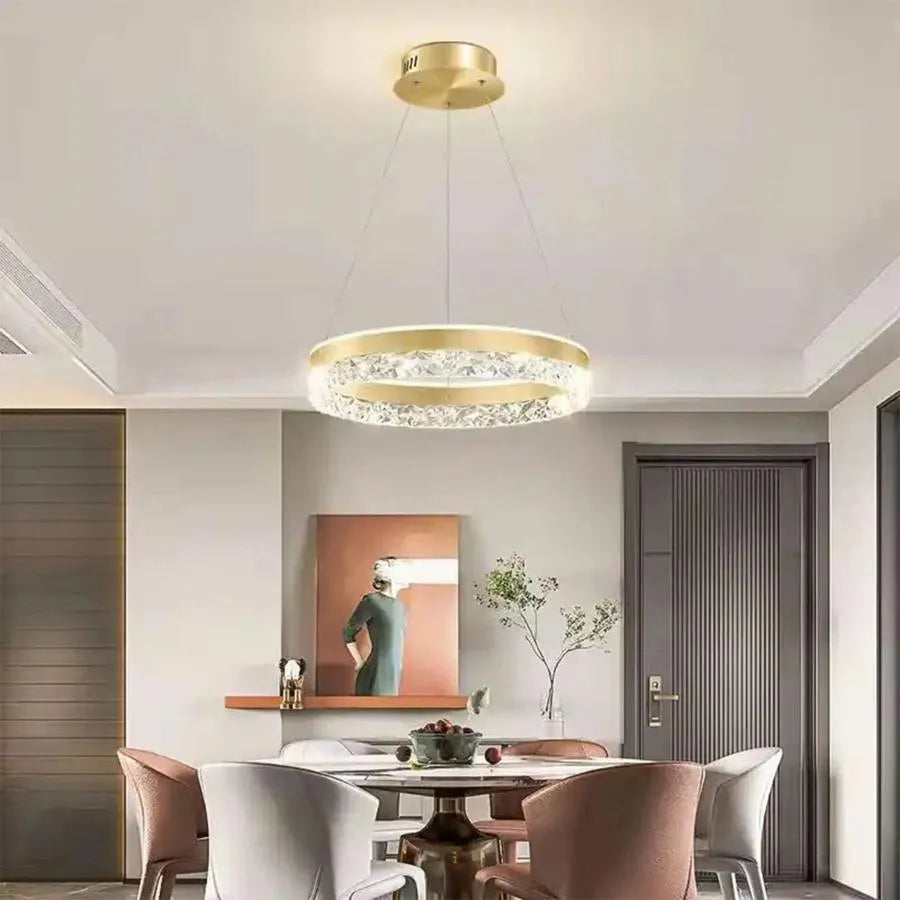 LED -csillárot felfüggesztett 124W márkájú távirányítóval, hideg/forró/semleges fény, under, arany, állítható magasság