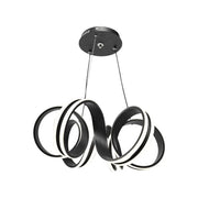 A LED -csillár felfüggesztette az Infinity Twist 180W távirányítót, hullámosított, hideg/forró/semleges fény, fekete, fekete, állítható magasság