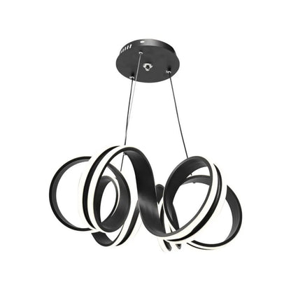 A LED -csillár felfüggesztette az Infinity Twist 180W távirányítót, hullámosított, hideg/forró/semleges fény, fekete, fekete, állítható magasság