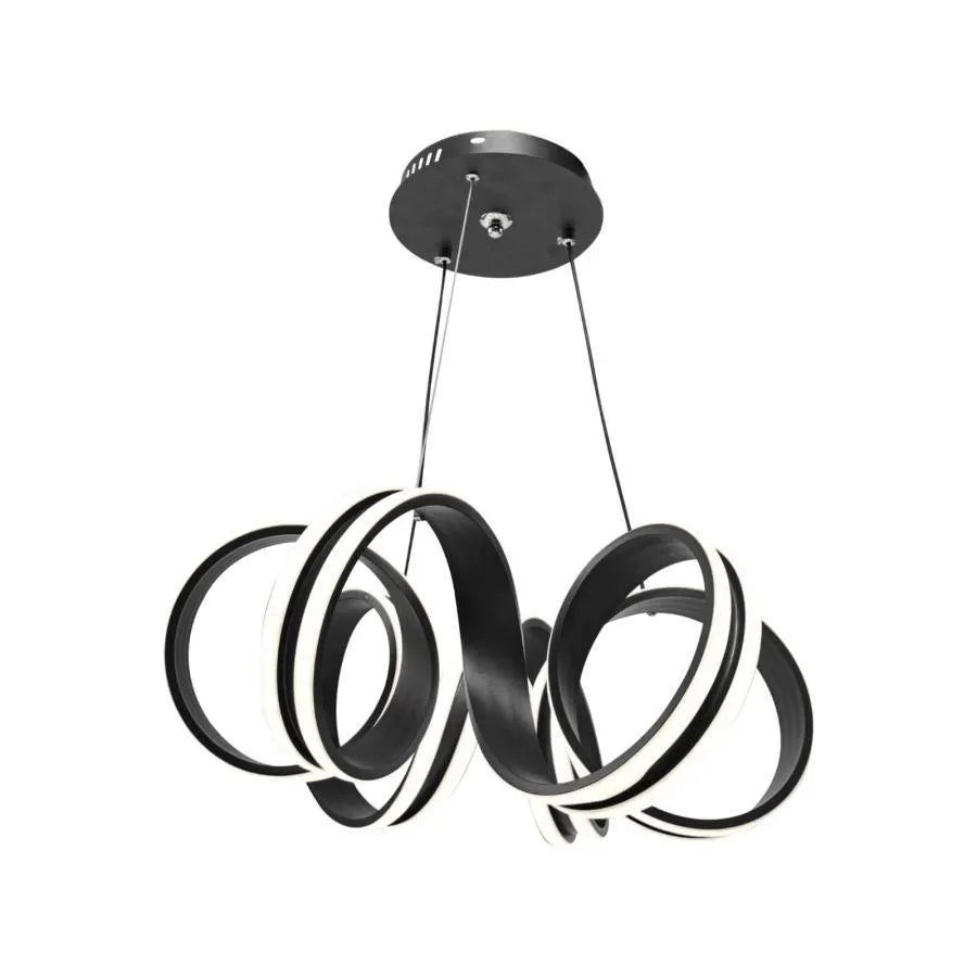 A LED -csillár felfüggesztette az Infinity Twist 180W távirányítót, hullámosított, hideg/forró/semleges fény, fekete, fekete, állítható magasság