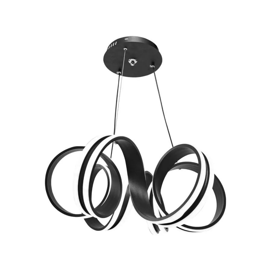 A LED -csillár felfüggesztette az Infinity Twist 180W távirányítót, hullámosított, hideg/forró/semleges fény, fekete, fekete, állítható magasság