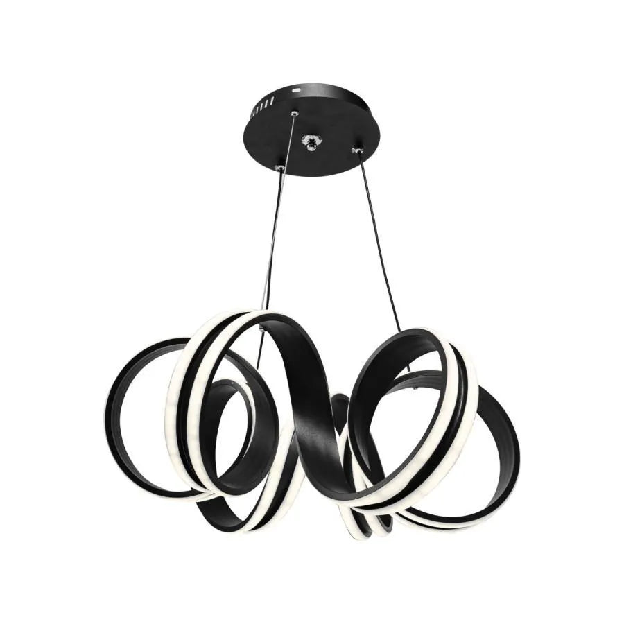 A LED -csillár felfüggesztette az Infinity Twist 180W távirányítót, hullámosított, hideg/forró/semleges fény, fekete, fekete, állítható magasság