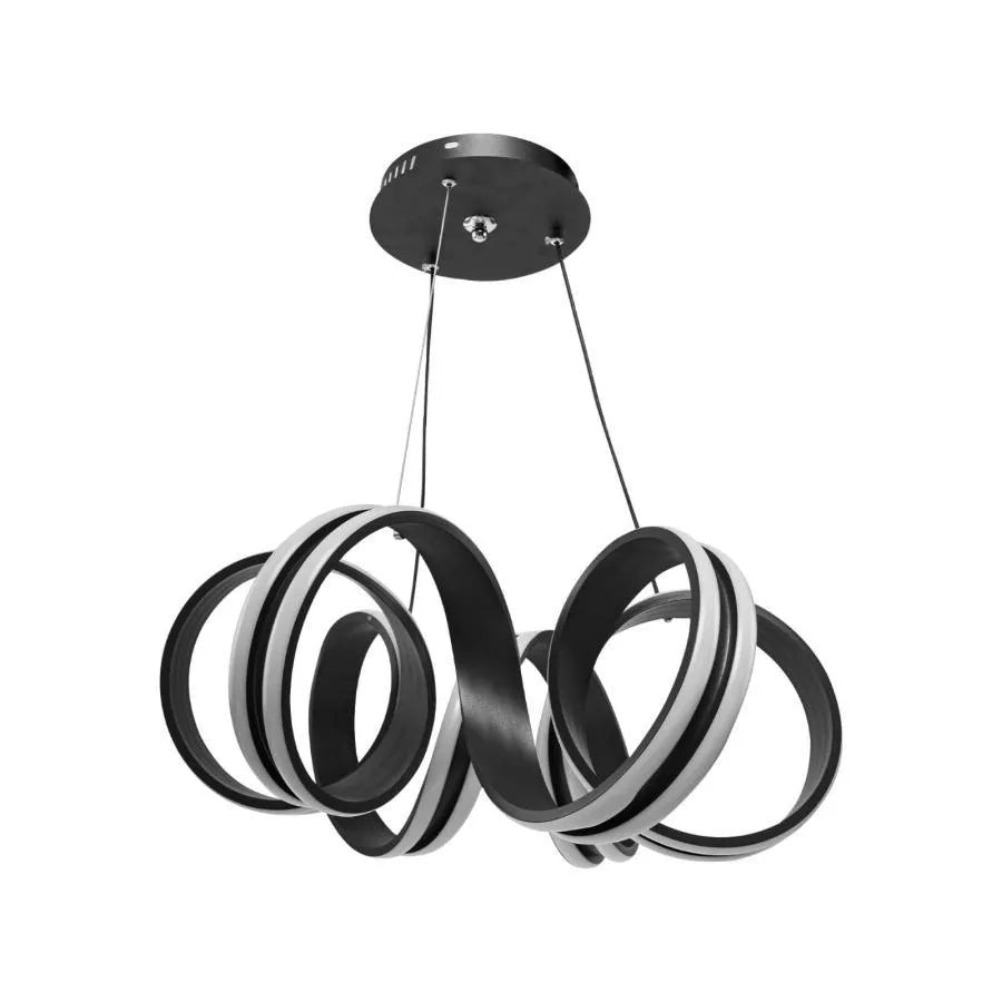 A LED -csillár felfüggesztette az Infinity Twist 180W távirányítót, hullámosított, hideg/forró/semleges fény, fekete, fekete, állítható magasság