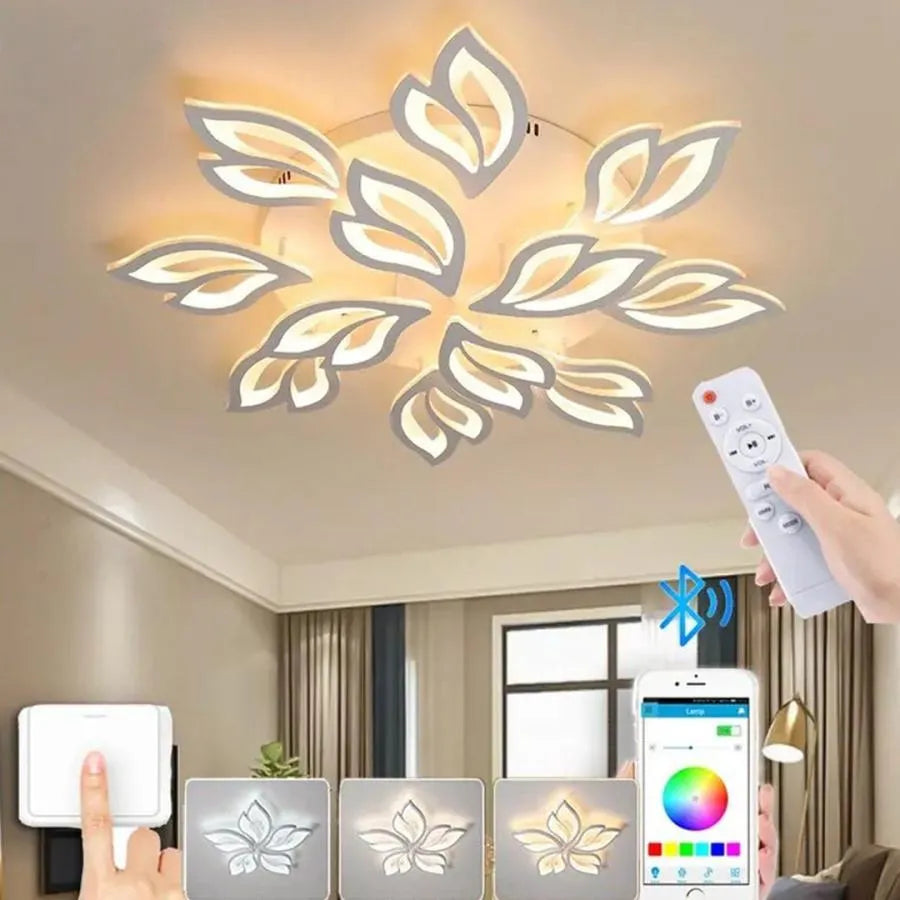 LED -csillár távirányítóval, Lily Lily 150W, 12 elem, hideg/forró/semleges fény, under, fehér