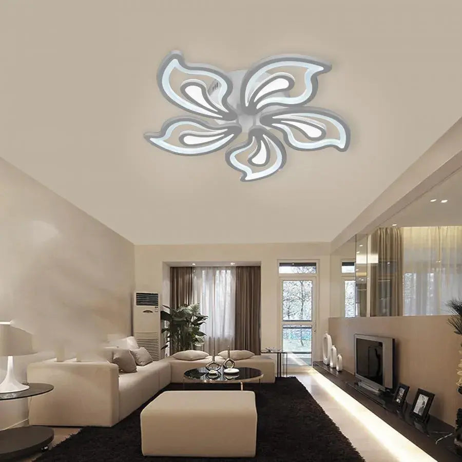 LED -csillár 96W -os dicsőséges távirányítóval, 5 szirom, hideg/forró/semleges fény, instabil, fehér