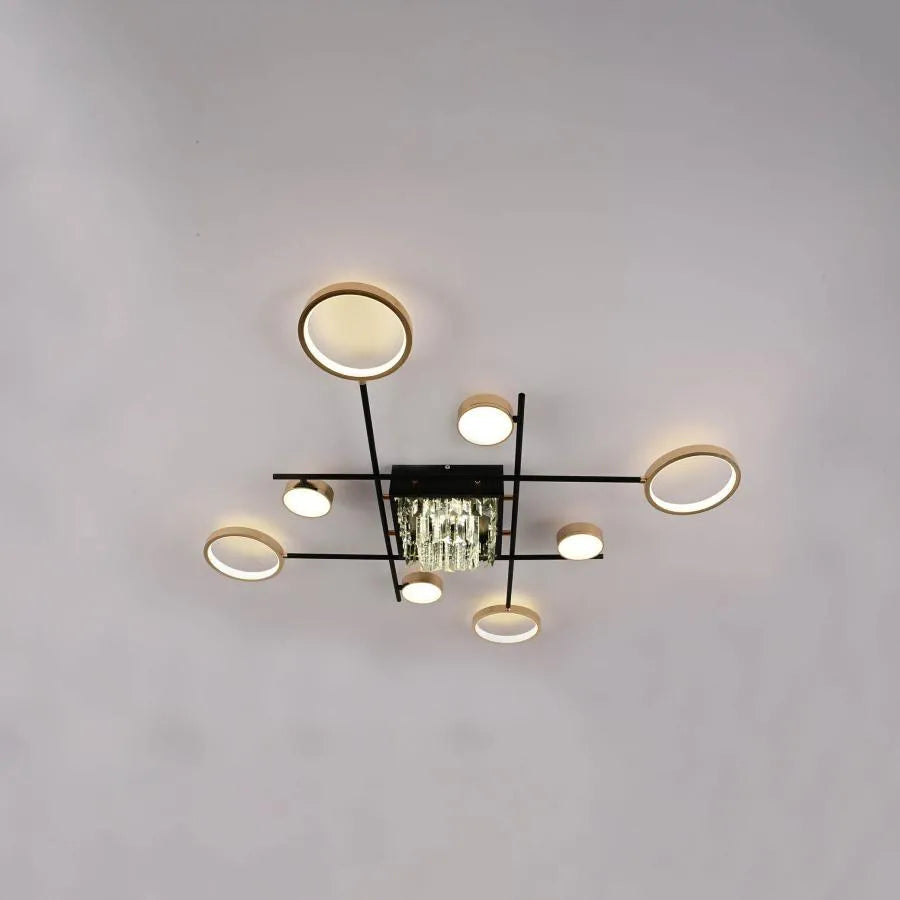 LED -csillár távirányítóval és 168W Misel kristály, 9 elem, hideg/forró/semleges fény, instabil, aranyfekete
