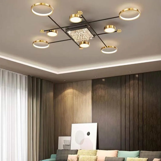 LED -csillár 168W Misel távirányítóval, fekete arany