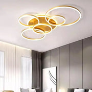 LED -csillár Lyra 248W távirányítóval, 5 kör, hideg/forró/semleges fény, gerenda, csiszolt arany