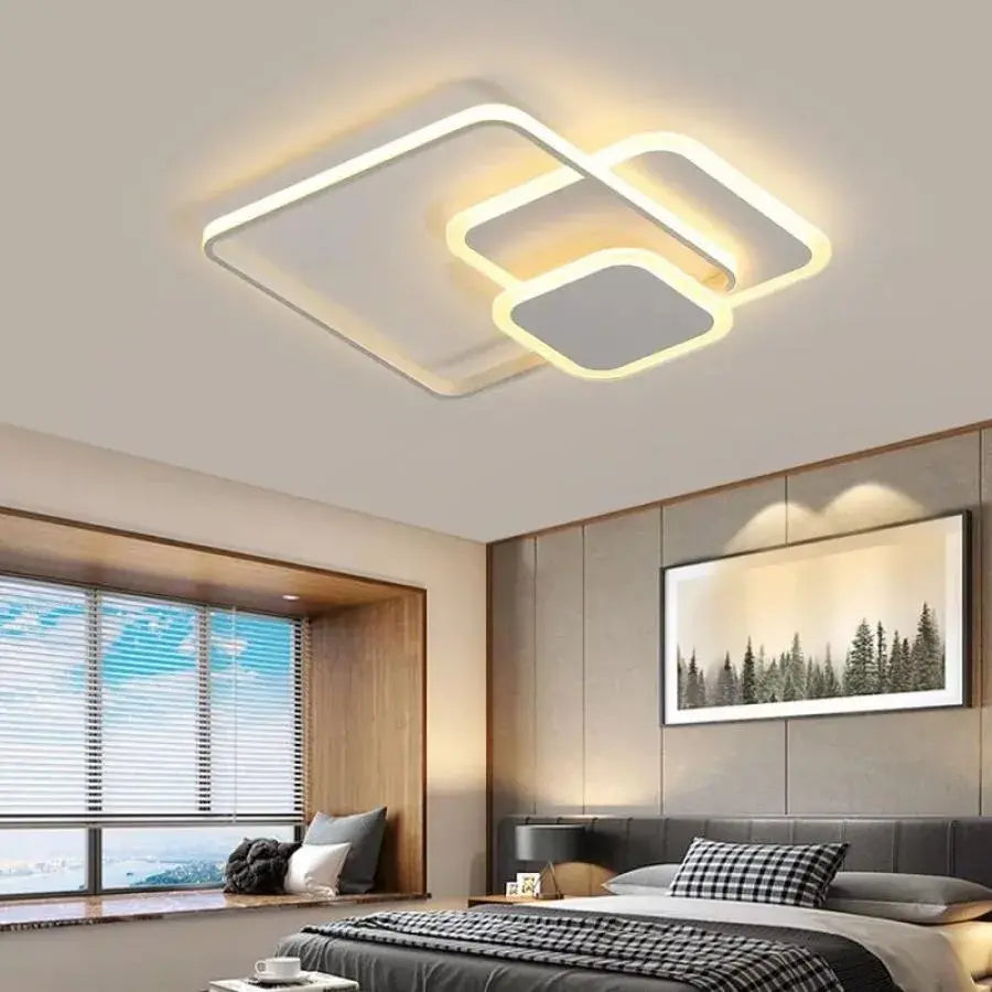 LED -csillár Anemona 75W távirányítóval, 3 négyzet, hideg/forró/semleges fény, instabil, fehér