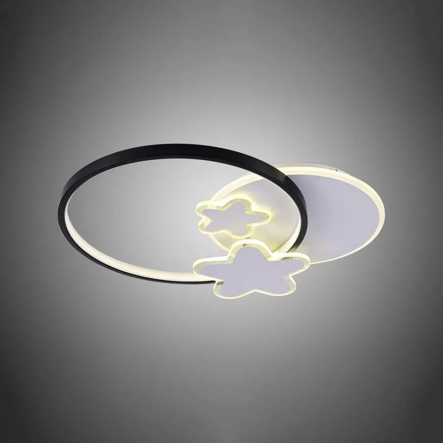 LED -csillár Sandrina 106W távirányítóval, csillag, hideg/forró/semleges fény, fehér, fekete fehér