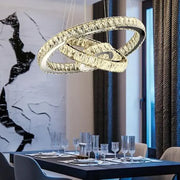 LED -csillár, távirányítóval és 36W színházi kristálygal, 3 kör, hideg/forró/semleges fény, instabil, fényes króm, állítható magasság
