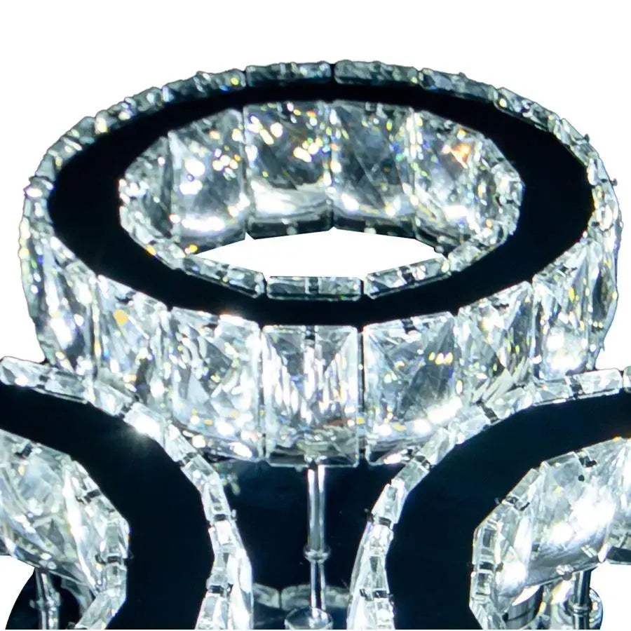 LED -csillár távirányítóval és Crystal Timothy 30W, 3 kör, hideg/forró/semleges fény, instabil, fényes fekete króm