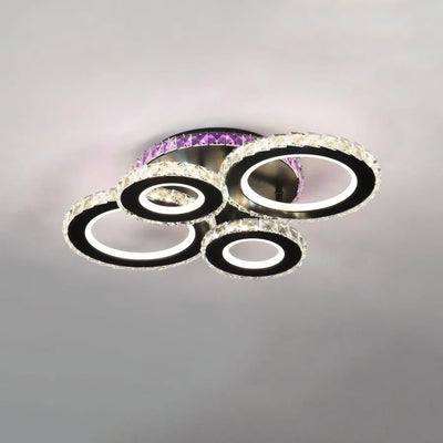 LED -csillár távirányítóval és Crystal Zafina RGB 136W, 4 kör, hideg/forró/semleges fény, instabil, fekete