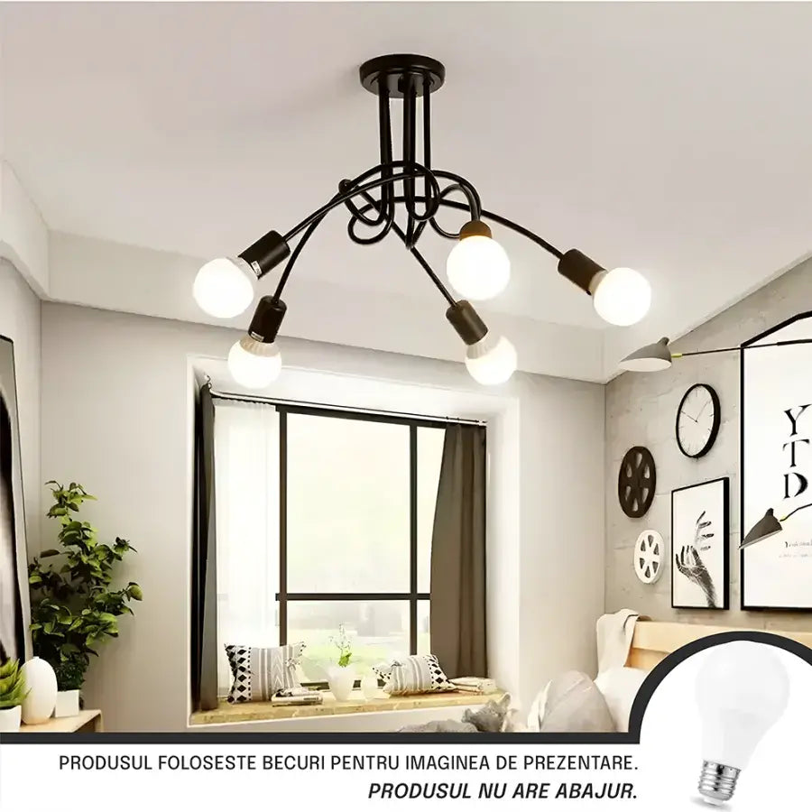 Modernista Penta 5, 5x E27, fekete, modern formatervezés