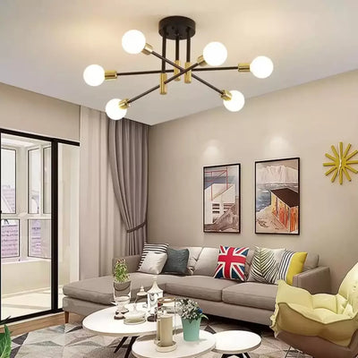 Modernista csillár Hexa 6 duó, 6x e27, fekete és arany, modern dizájn