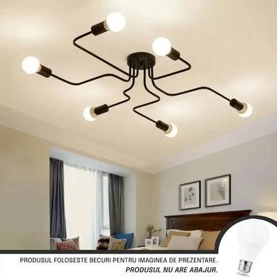 Modernista csillár Hexa 6, 6x E27, Fekete, Modern Design