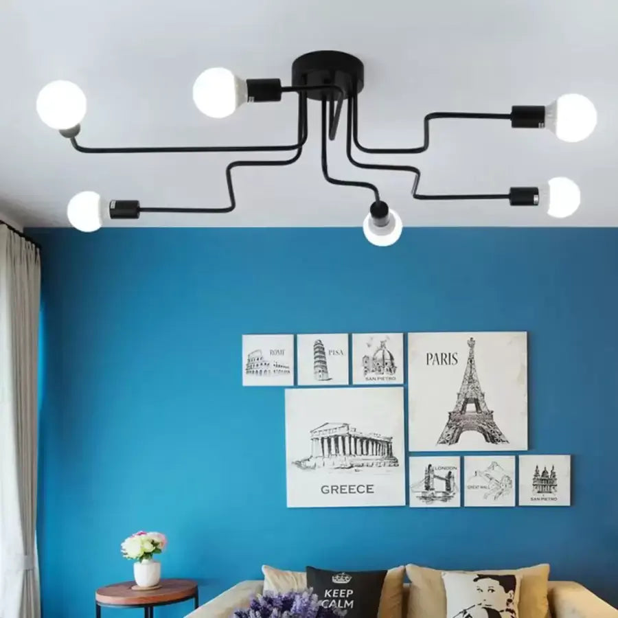 Modernista csillár Hexa 6, 6x E27, Fekete, Modern Design