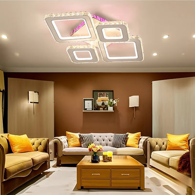 LED -csillár távirányítóval és Crystal Terrano RGB 162W, 4 négyzet