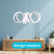 A LED -csillár felfüggesztette az Infinity Twist 180W távirányítót, hullámos, hideg/forró/semleges fény, fehér, fehér, állítható magasság