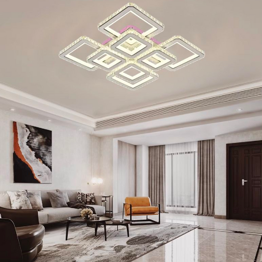 LED -csillár távirányítóval és Leila Crystal 237W, 8 négyzet