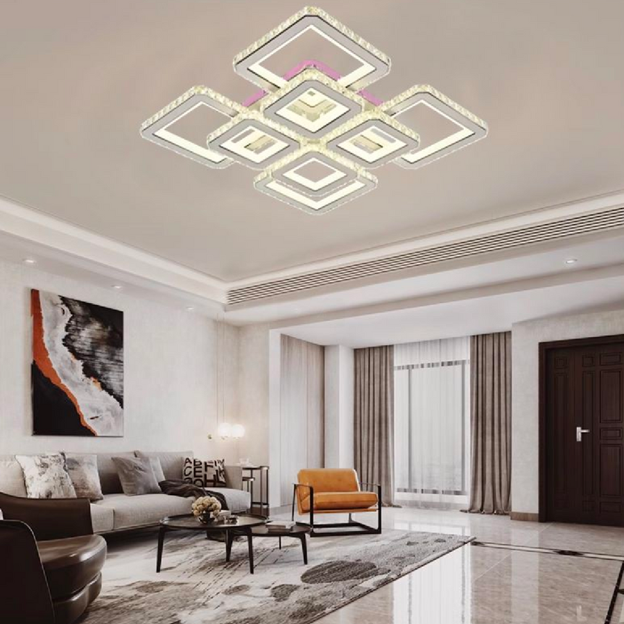 LED -csillár távirányítóval és Leila Crystal 237W, 8 négyzet