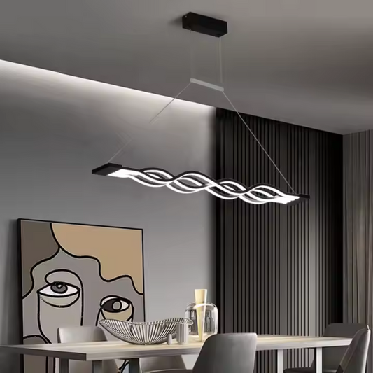 LED -csillár hullám távirányítóval, 76W, 4 kör, hideg/forró/semleges fény, instabil, fekete, állítható magasság