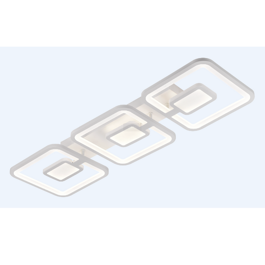 LED -csillár távirányítóval Felix 75W, 3 négyzet, hideg/forró/semleges fény, instabil, fehér