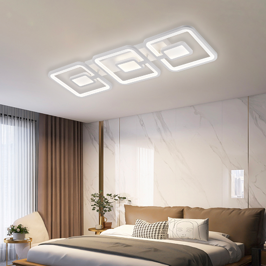 LED -csillár távirányítóval, Felix, 3 négyzet, 77W, hideg/forró/semleges fény, instabil, fehér